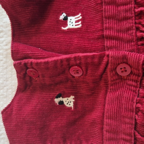 Gymboree girls 3-6 months girls dark red overalls with embroidered dalmations - Picture 5 of 7